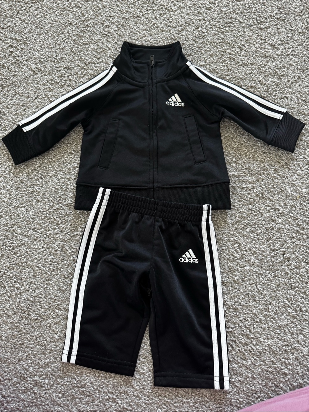 adidas Black & White Kids 2-Piece Track Set - Jacket & Shorts